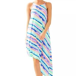 Lilly Pulitzer Magnolia Stripe Asymmetrical Hem Midi Dress Size XS